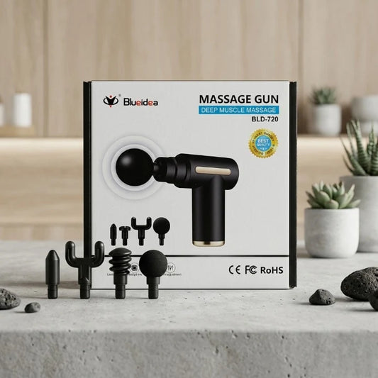 Professional Deep Tissue Massage Gun Blueidea BLD-720 - 4 Heads, Adjustable Multi Speed Massager